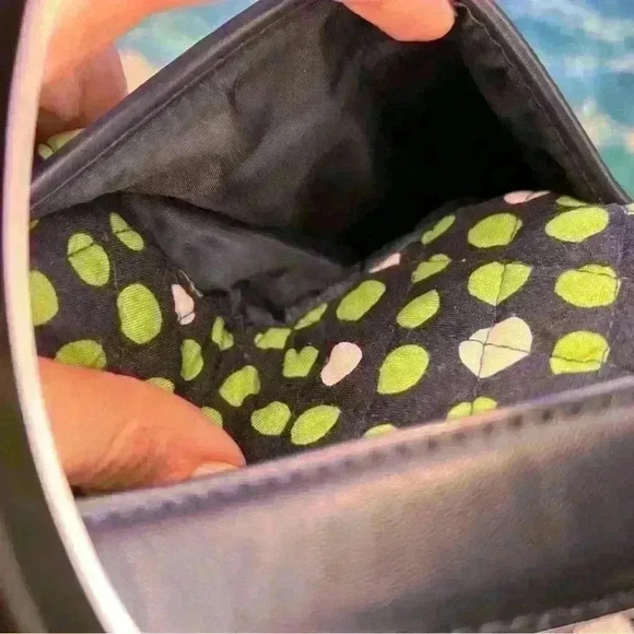 Vera Bradley Navy Blue Green Lucky Dots Turnlock Flap Crossbody Shoulder Bag - Picture 7 of 14